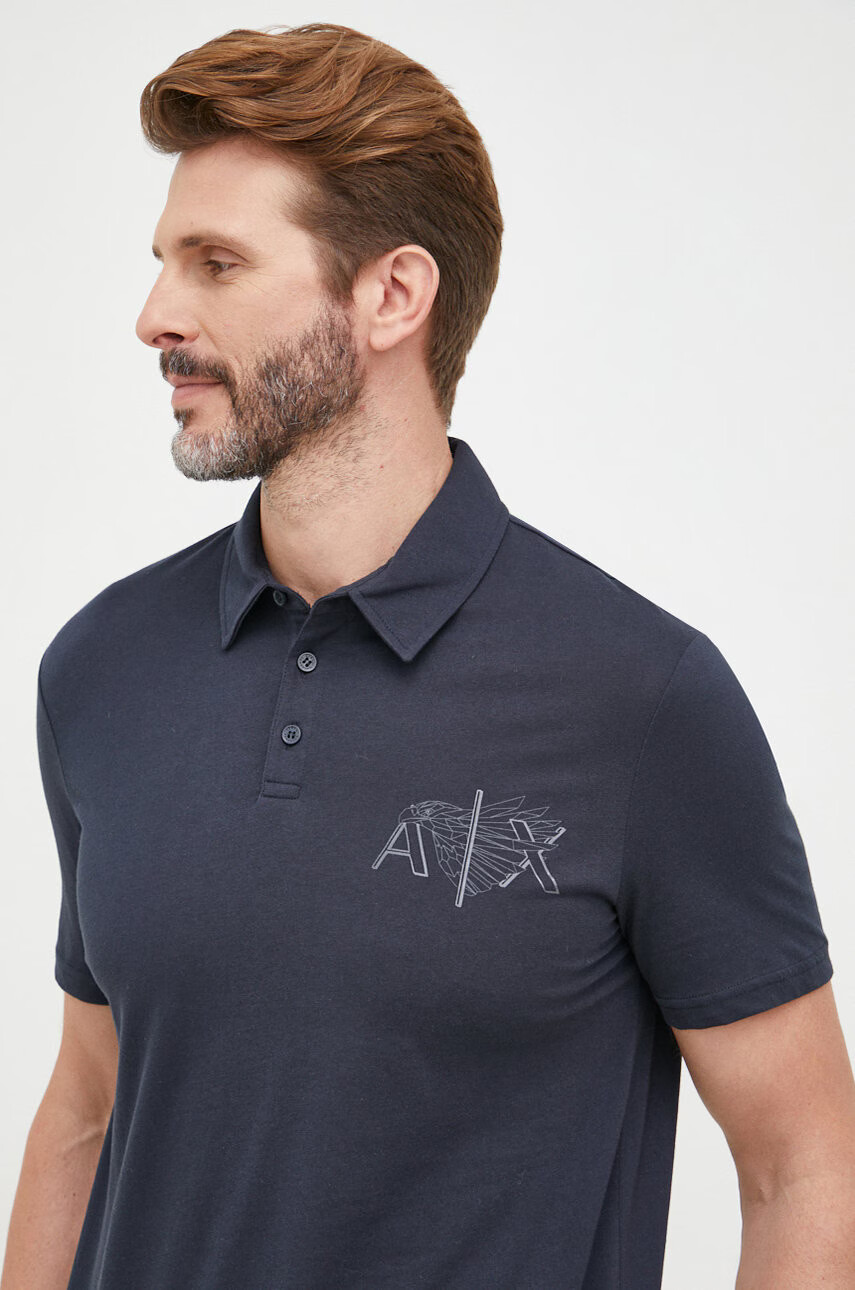 Armani Exchange Памучна тениска с яка - Pepit.bg