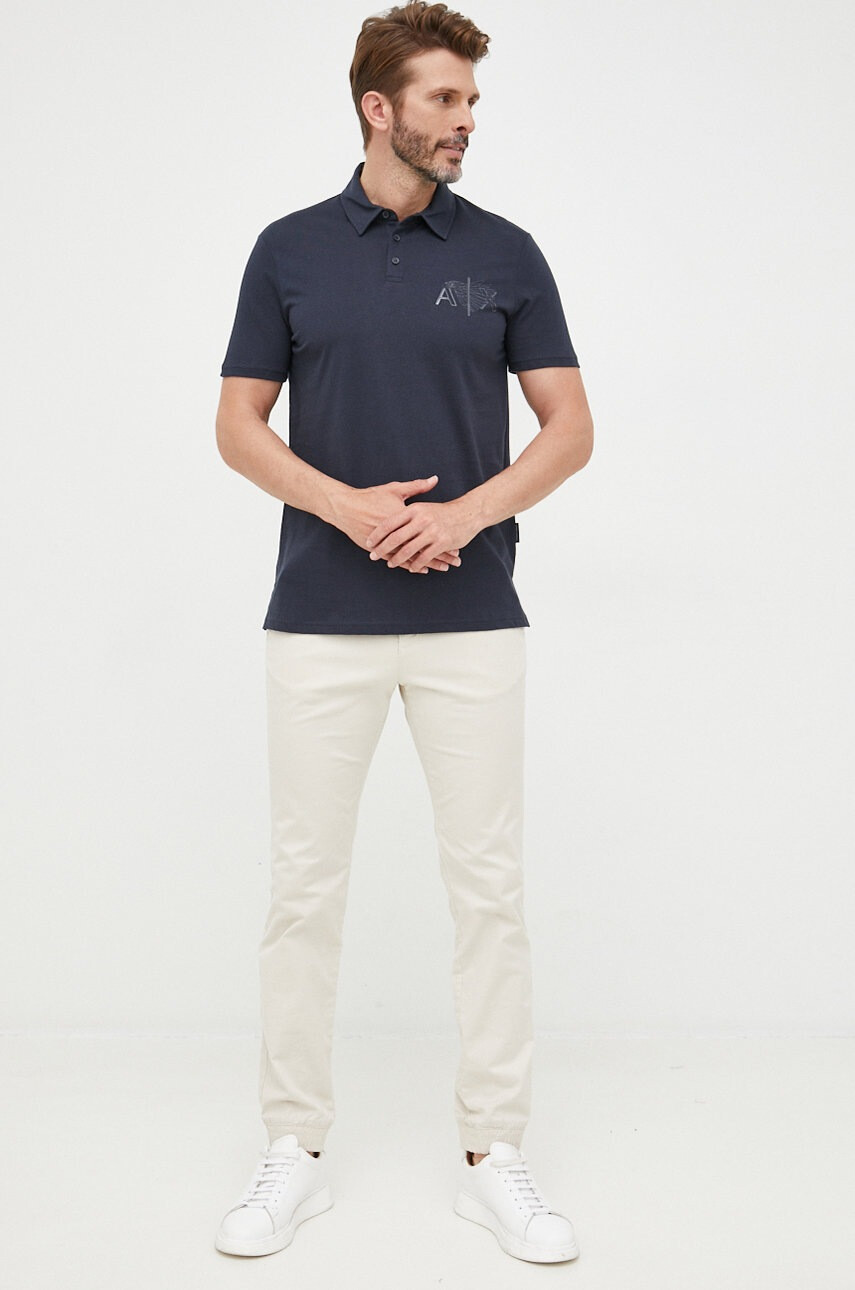 Armani Exchange Памучна тениска с яка - Pepit.bg