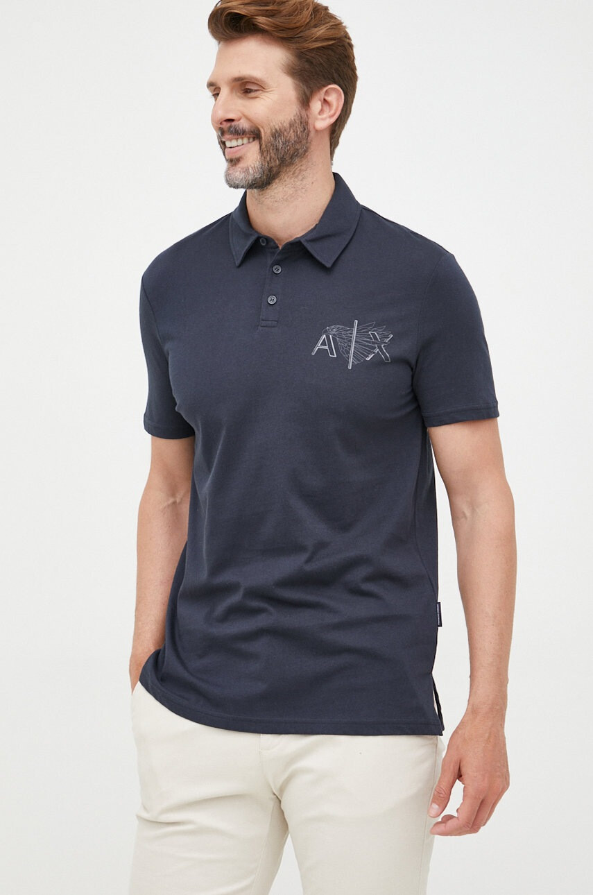 Armani Exchange Памучна тениска с яка - Pepit.bg