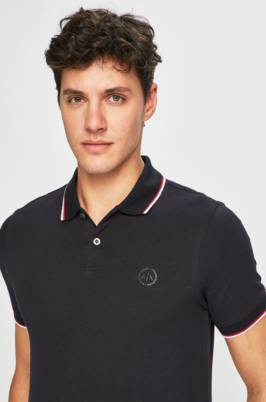 Armani Exchange Памучна тениска с яка - Pepit.bg