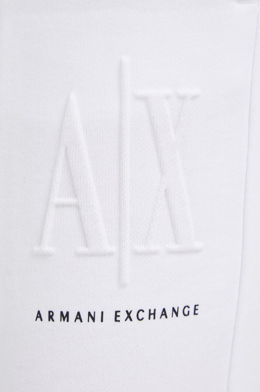 Armani Exchange Панталон дамски в бяло с изчистен дизайн - Pepit.bg