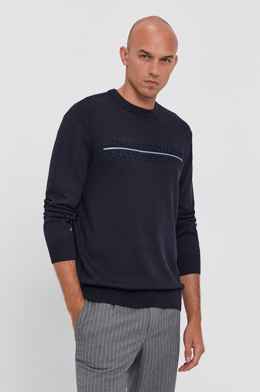 Armani Exchange Пуловер мъжки в тъмносиньо - Pepit.bg