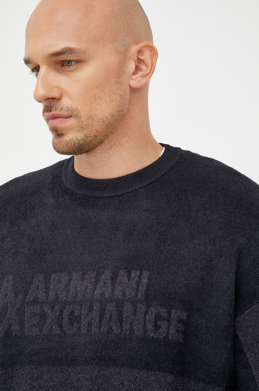 Armani Exchange Пуловер мъжки в тъмносиньо от лека материя - Pepit.bg