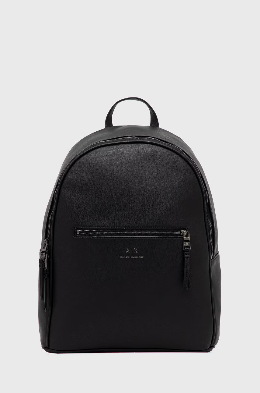 Armani Exchange Раница мъжки в черно голям размер с изчистен дизайн - Pepit.bg