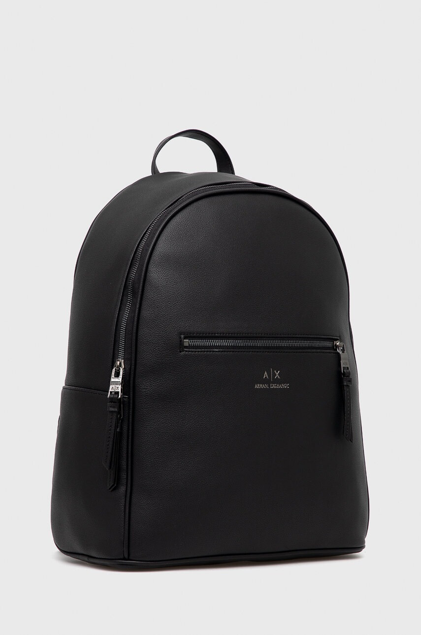 Armani Exchange Раница мъжки в черно голям размер с изчистен дизайн - Pepit.bg