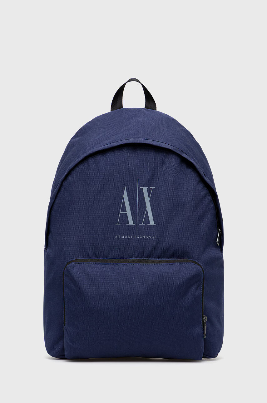 Armani Exchange Раница мъжки в тъмносиньо голям размер с принт - Pepit.bg