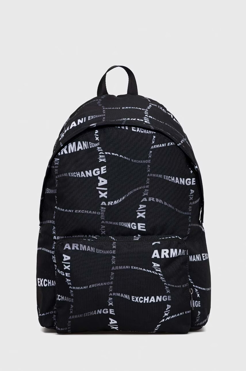 Armani Exchange Раница в черно голям размер с десен - Pepit.bg