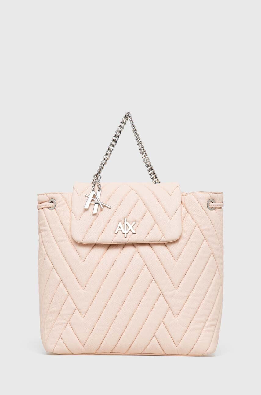 Armani Exchange Раница в бежово малък размер с изчистен дизайн - Pepit.bg