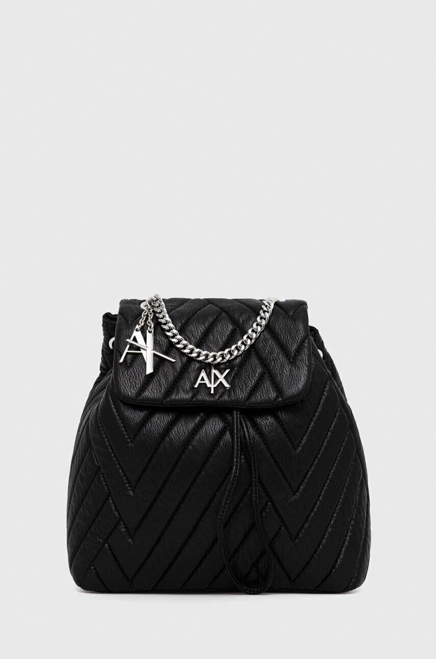 Armani Exchange Раница в черно малък размер с изчистен дизайн - Pepit.bg