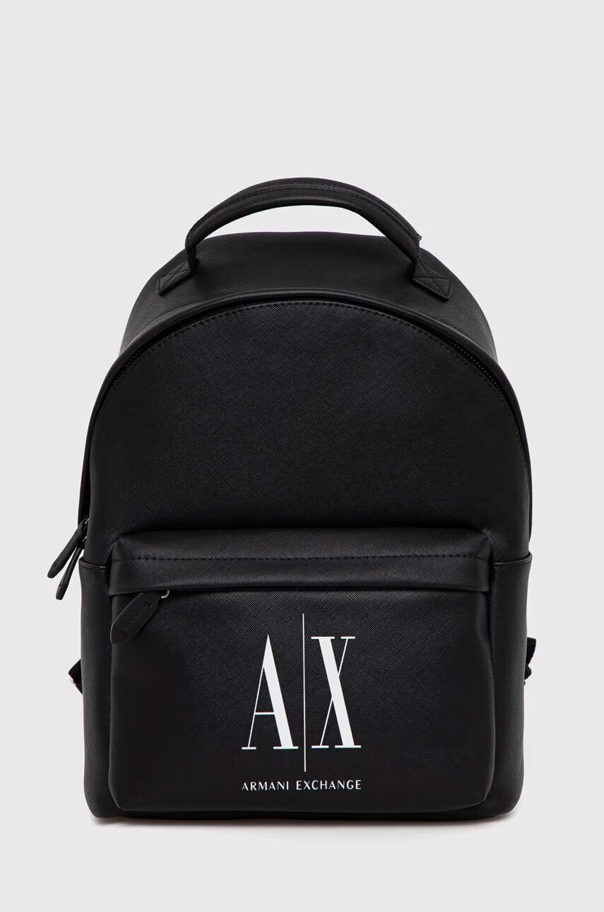 Armani Exchange Раница в черно малък размер с принт - Pepit.bg