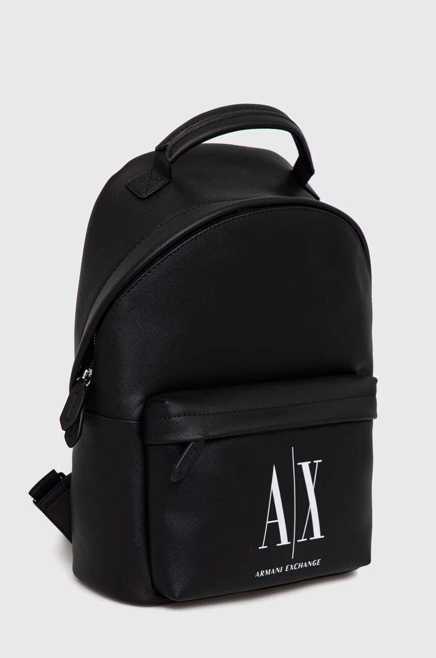 Armani Exchange Раница в черно малък размер с принт - Pepit.bg