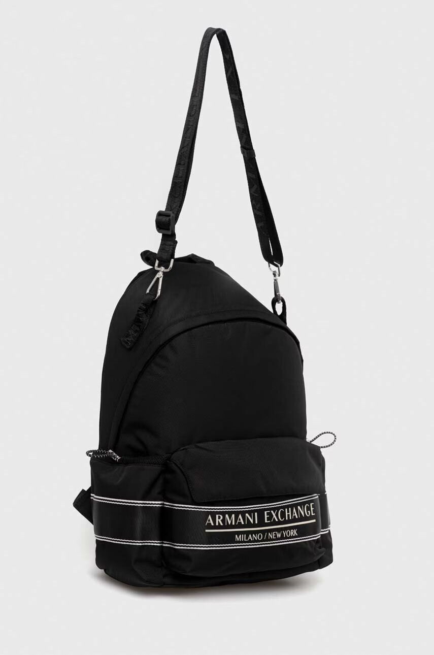 Armani Exchange Раница в черно голям размер с принт - Pepit.bg