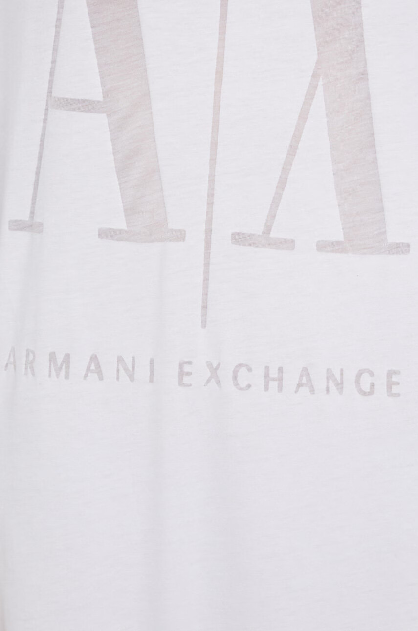 Armani Exchange Рокля в бяло среднодълъг модел със стандартна кройка - Pepit.bg
