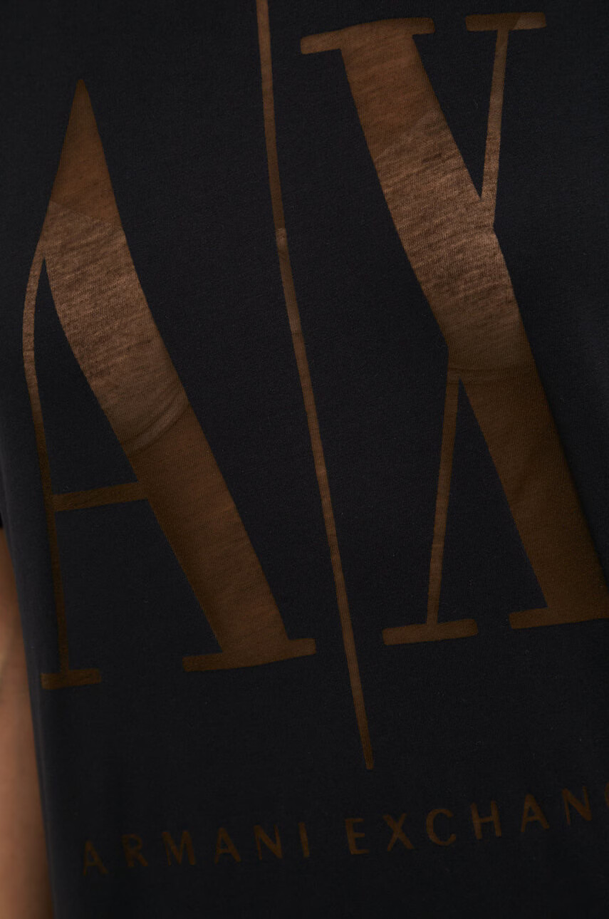 Armani Exchange Рокля в черно среднодълъг модел със стандартна кройка - Pepit.bg