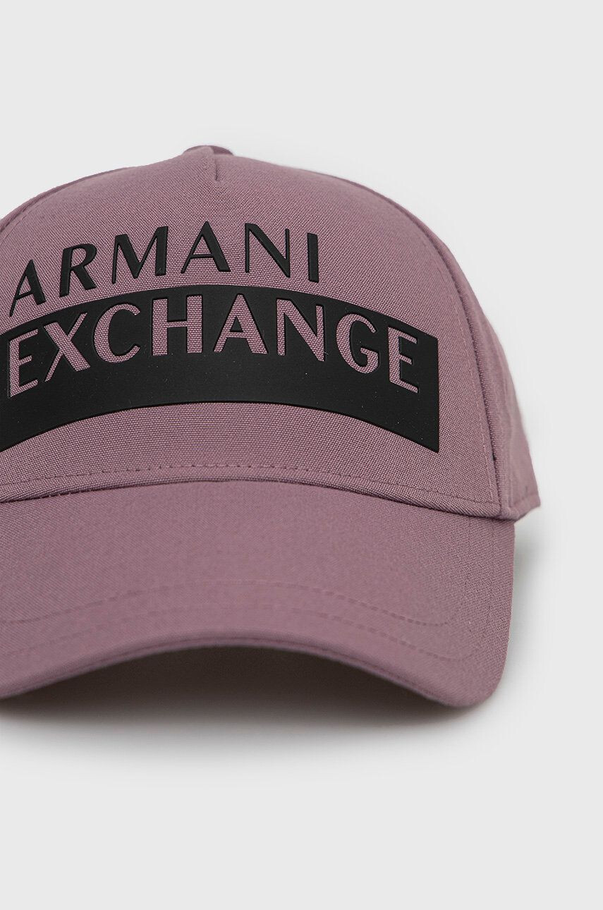 Armani Exchange Шапка с козирка в лилаво с изчистен дизайн - Pepit.bg