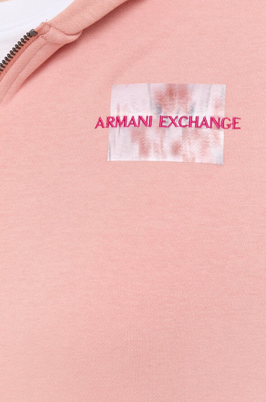 Armani Exchange Суичър в оранжево с качулка с изчистен дизайн - Pepit.bg