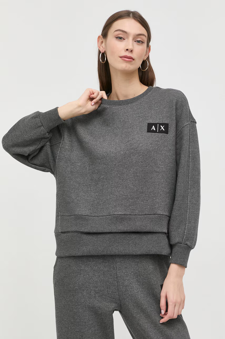 Armani Exchange Суичър в тъмносиньо с качулка с изчистен дизайн - Pepit.bg