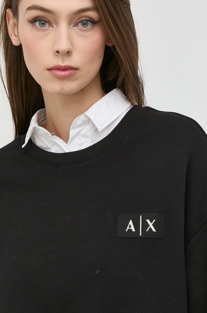 Armani Exchange Суичър мъжки в черно с принт - Pepit.bg