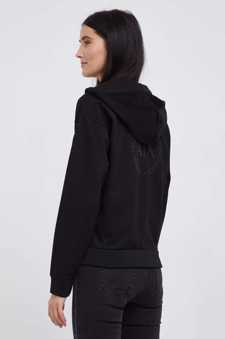 Armani Exchange Суичър дамски в черно с изчистен дизайн - Pepit.bg