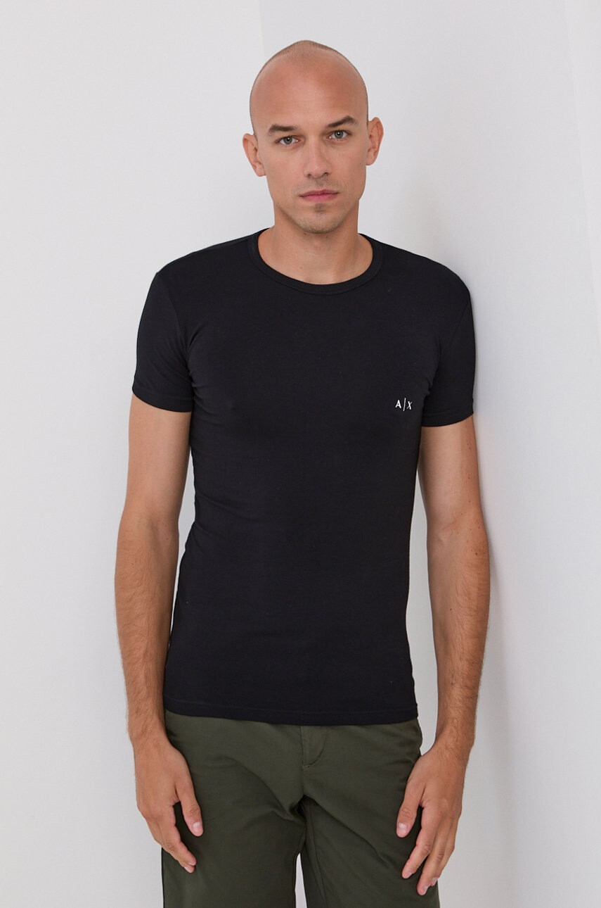 Armani Exchange Тениска (2 броя) в черно с изчистен дизайн - Pepit.bg