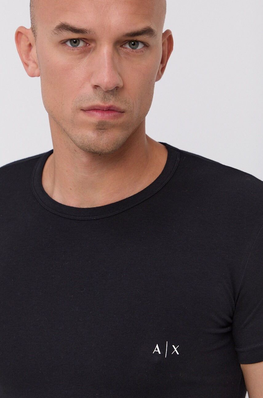 Armani Exchange Тениска (2 броя) в черно с изчистен дизайн - Pepit.bg