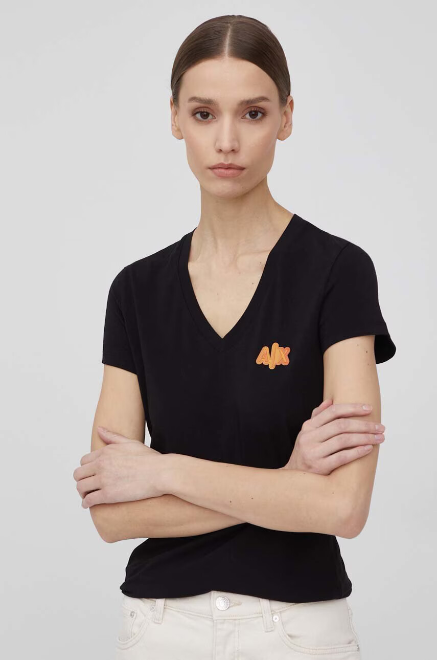 Armani Exchange Тениска дамски в черно - Pepit.bg