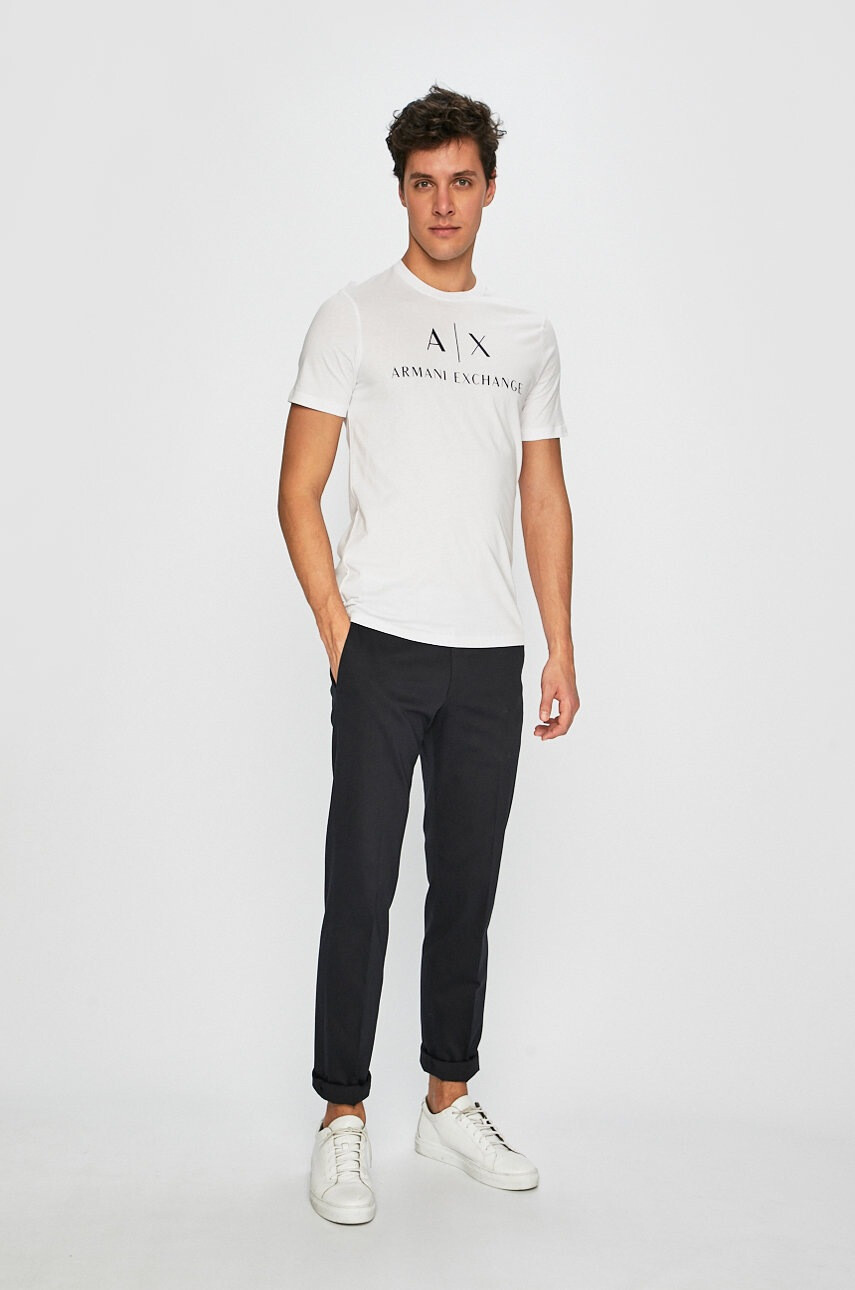 Armani Exchange Тениска в бяло с принт - Pepit.bg