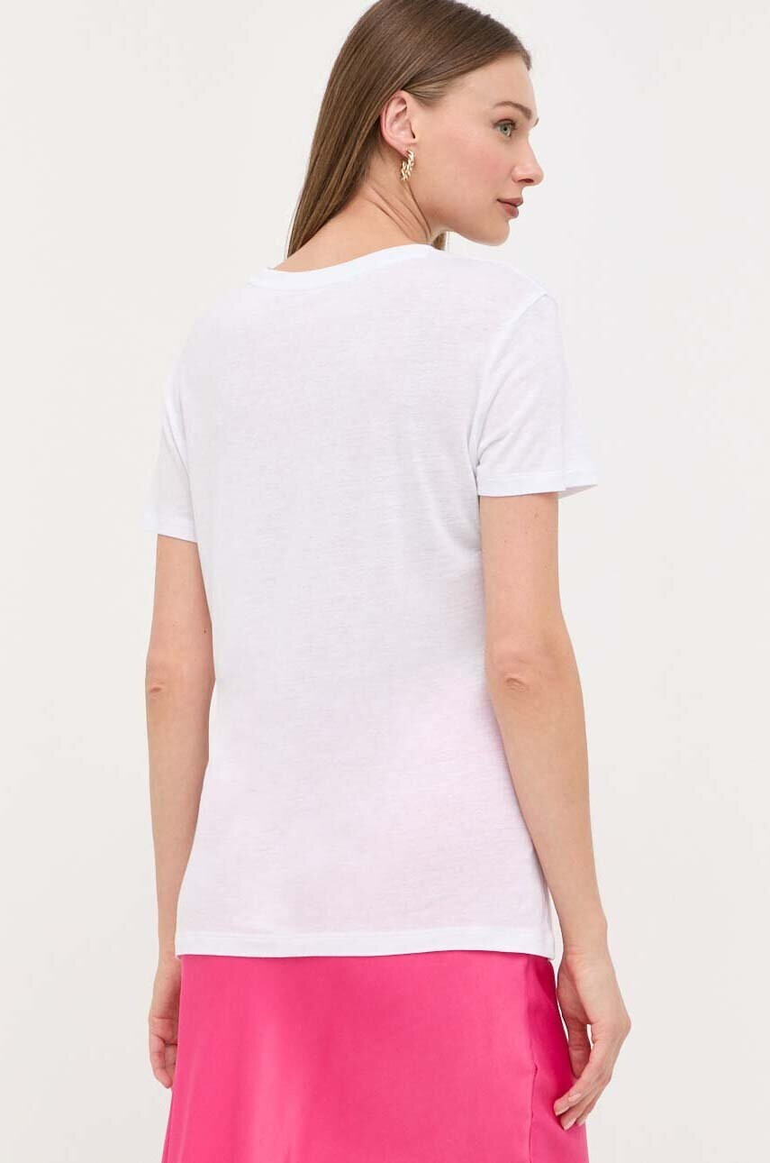 Armani Exchange Тениска с лен в бяло - Pepit.bg