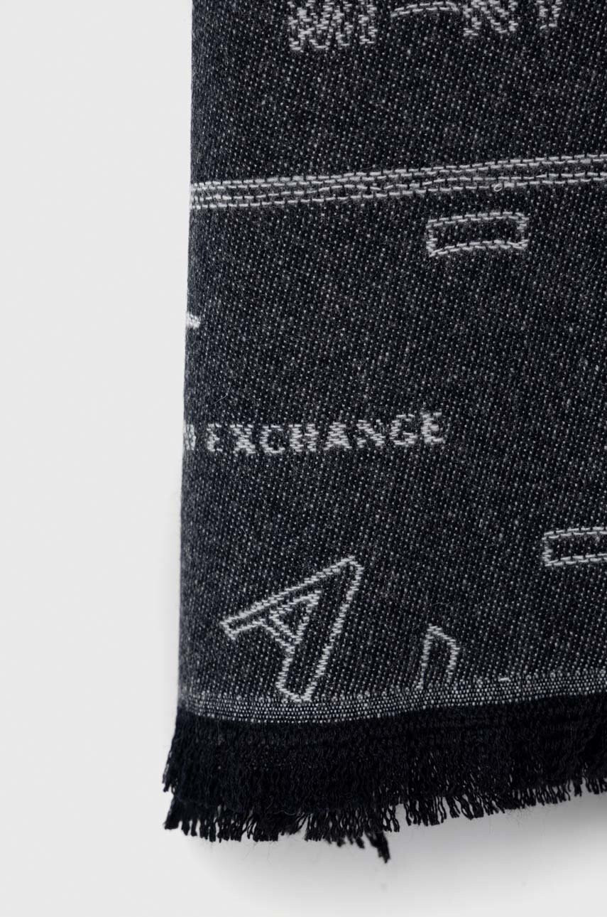Armani Exchange Вълнен шал в тъмносиньо с десен - Pepit.bg