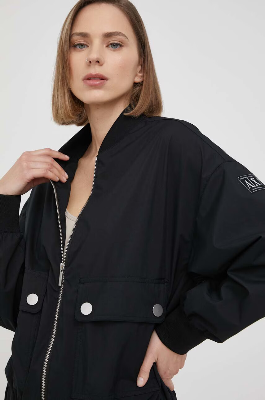 Armani Exchange Яке бомбър в черно с преходна изолация - Pepit.bg