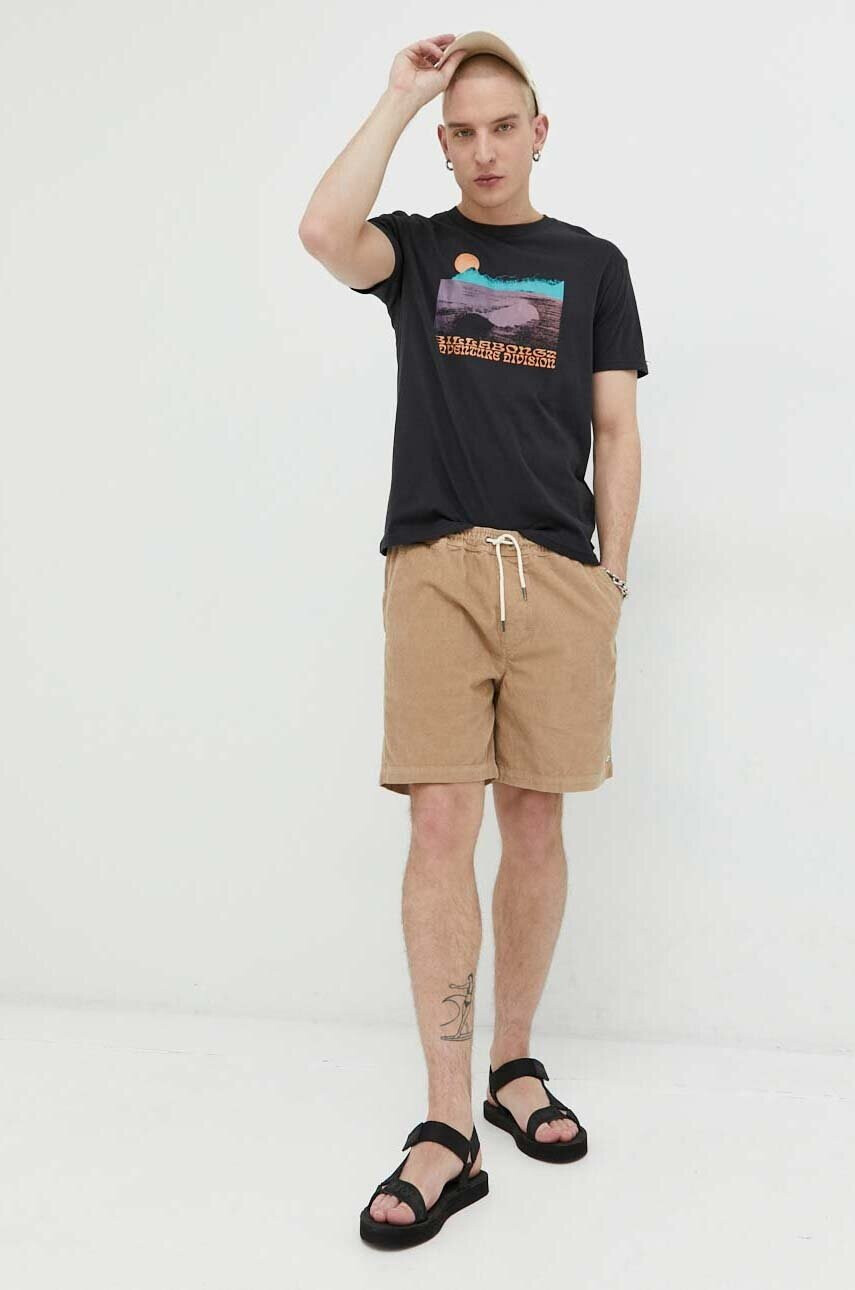 Billabong Памучна тениска в черно с принт - Pepit.bg