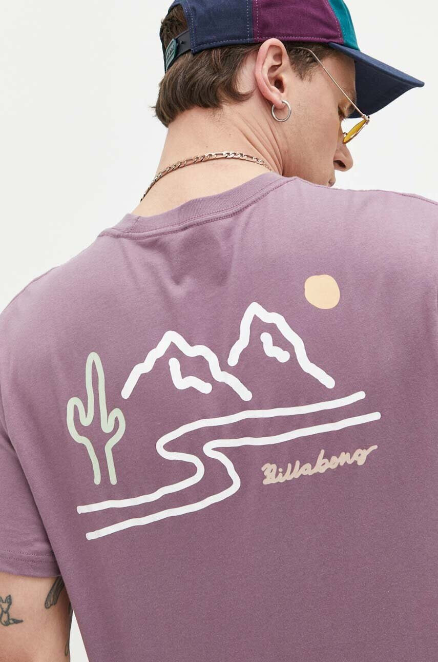 Billabong Памучна тениска в розово с принт - Pepit.bg