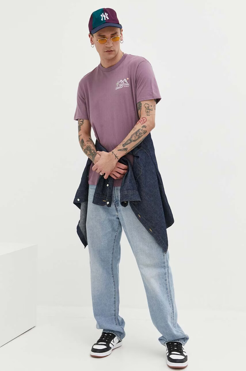 Billabong Памучна тениска в розово с принт - Pepit.bg