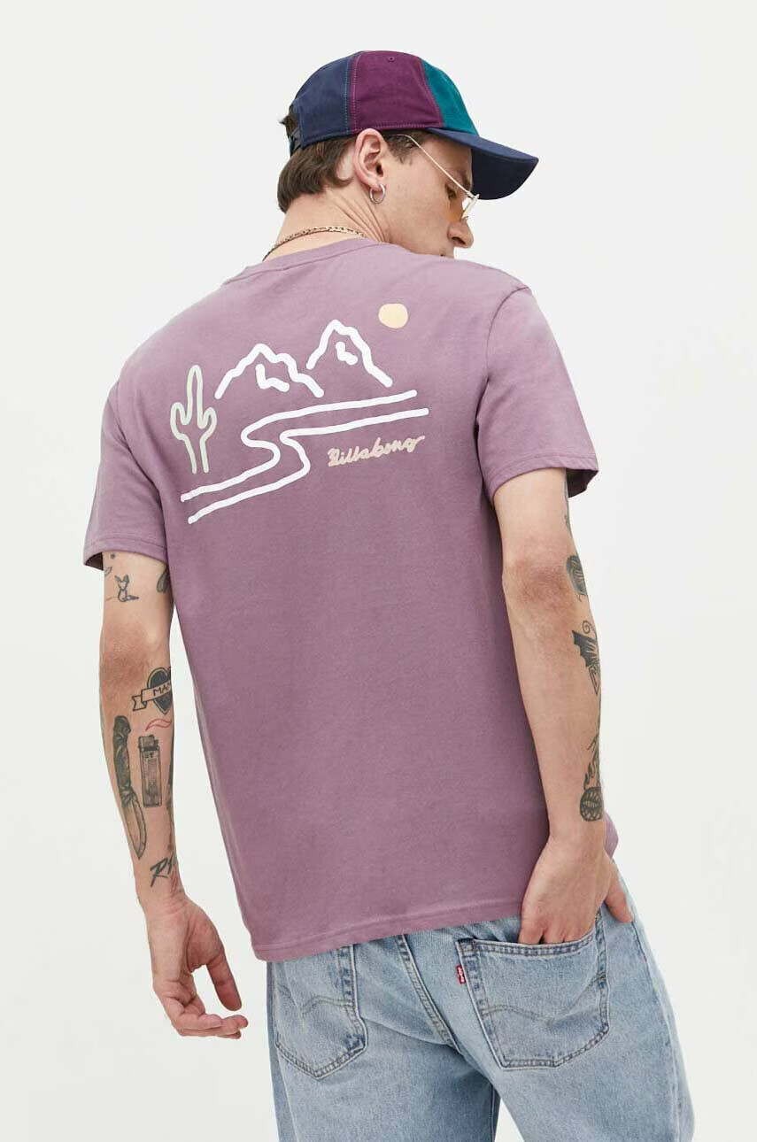 Billabong Памучна тениска в розово с принт - Pepit.bg