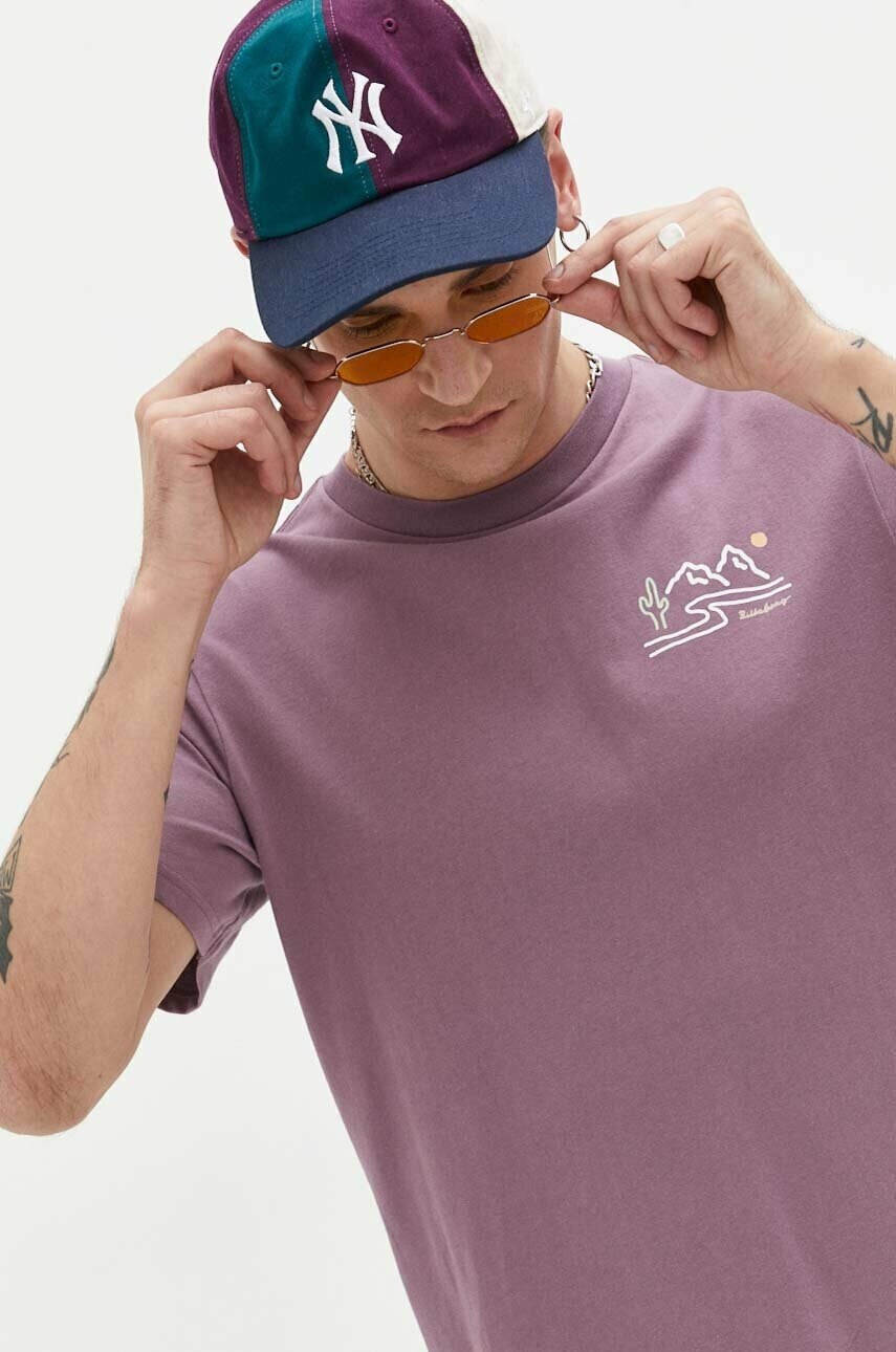 Billabong Памучна тениска в розово с принт - Pepit.bg