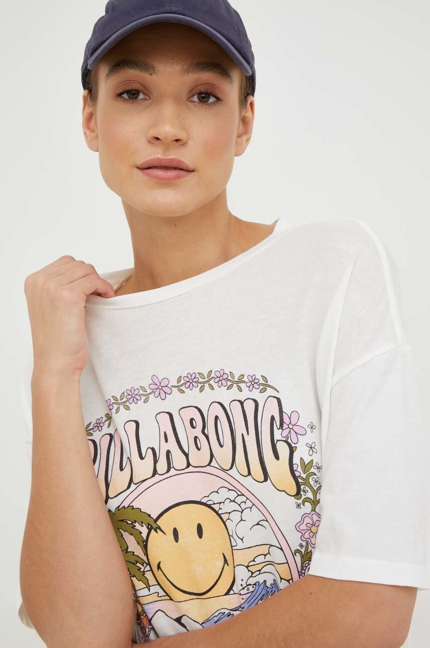 Billabong Памучна тениска X SMILEY в бяло - Pepit.bg