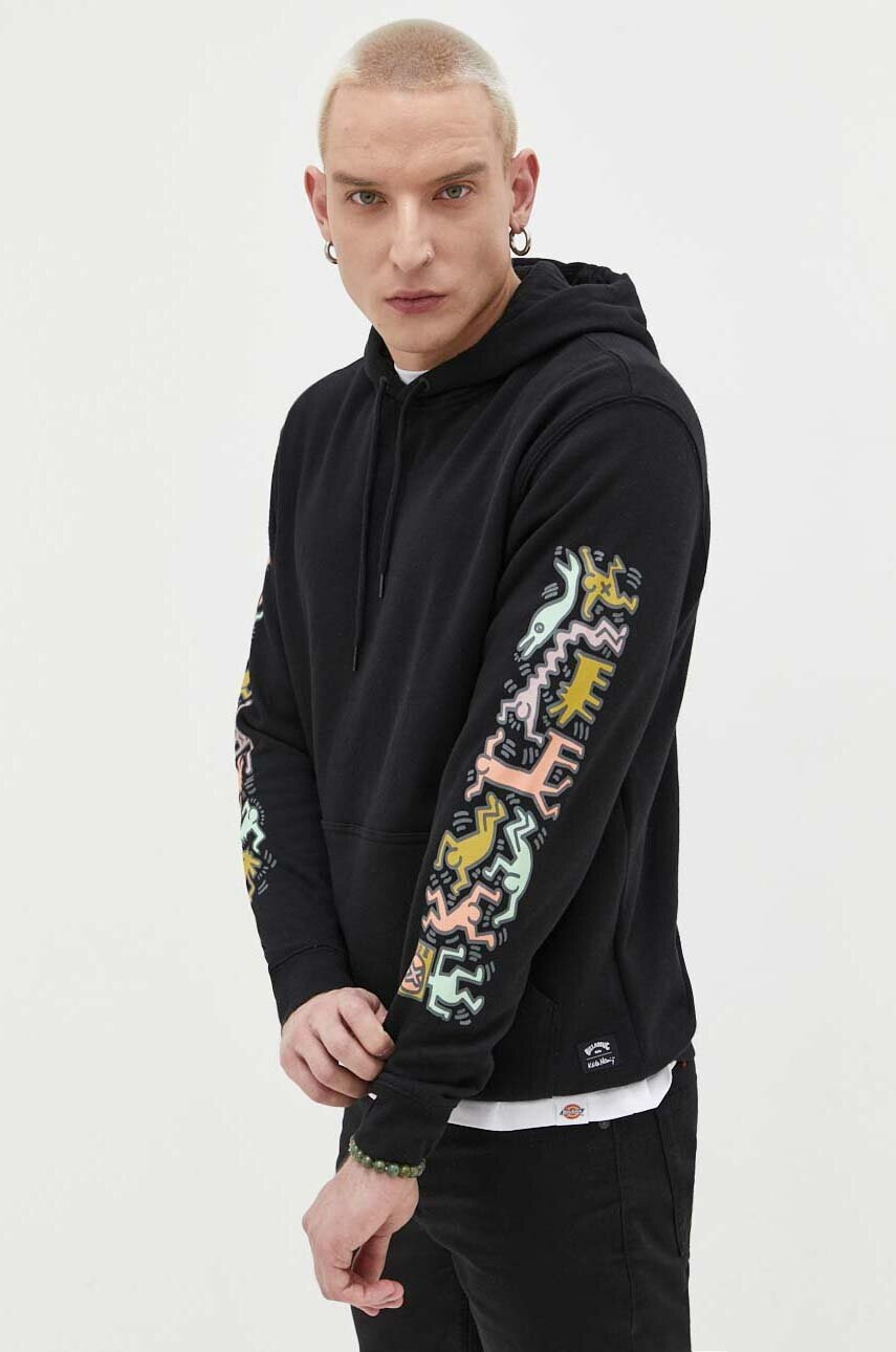 Billabong Суичър x Keith Haring в черно с качулка с принт - Pepit.bg