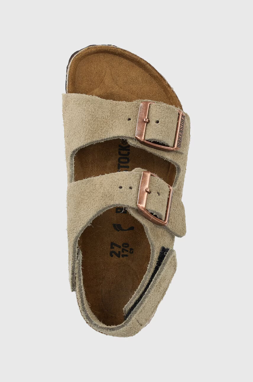 Birkenstock Детски сандали от велур Milano в бежово - Pepit.bg