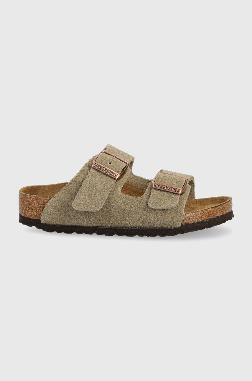 Birkenstock Детски велурени чехли в бежово - Pepit.bg