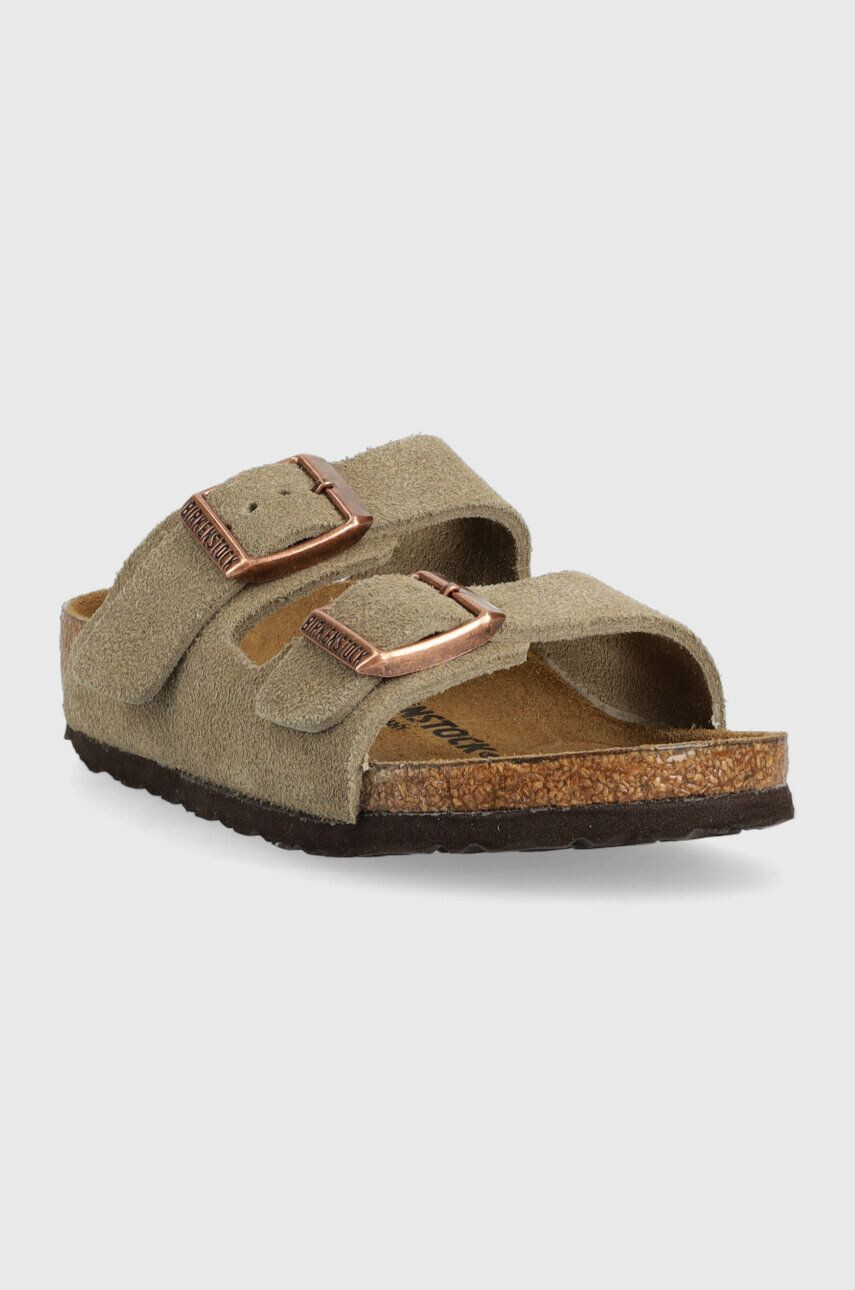 Birkenstock Детски велурени чехли в бежово - Pepit.bg