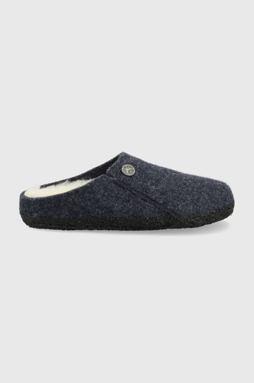 Birkenstock Детски вълнени пантофи в тъмносиньо - Pepit.bg