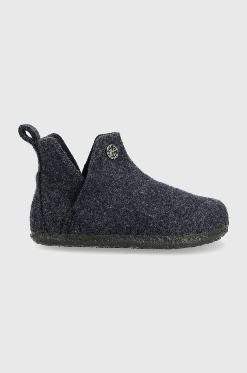 Birkenstock Детски вълнени пантофи в тъмносиньо - Pepit.bg