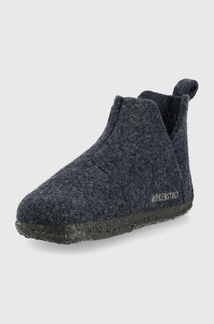 Birkenstock Детски вълнени пантофи в тъмносиньо - Pepit.bg
