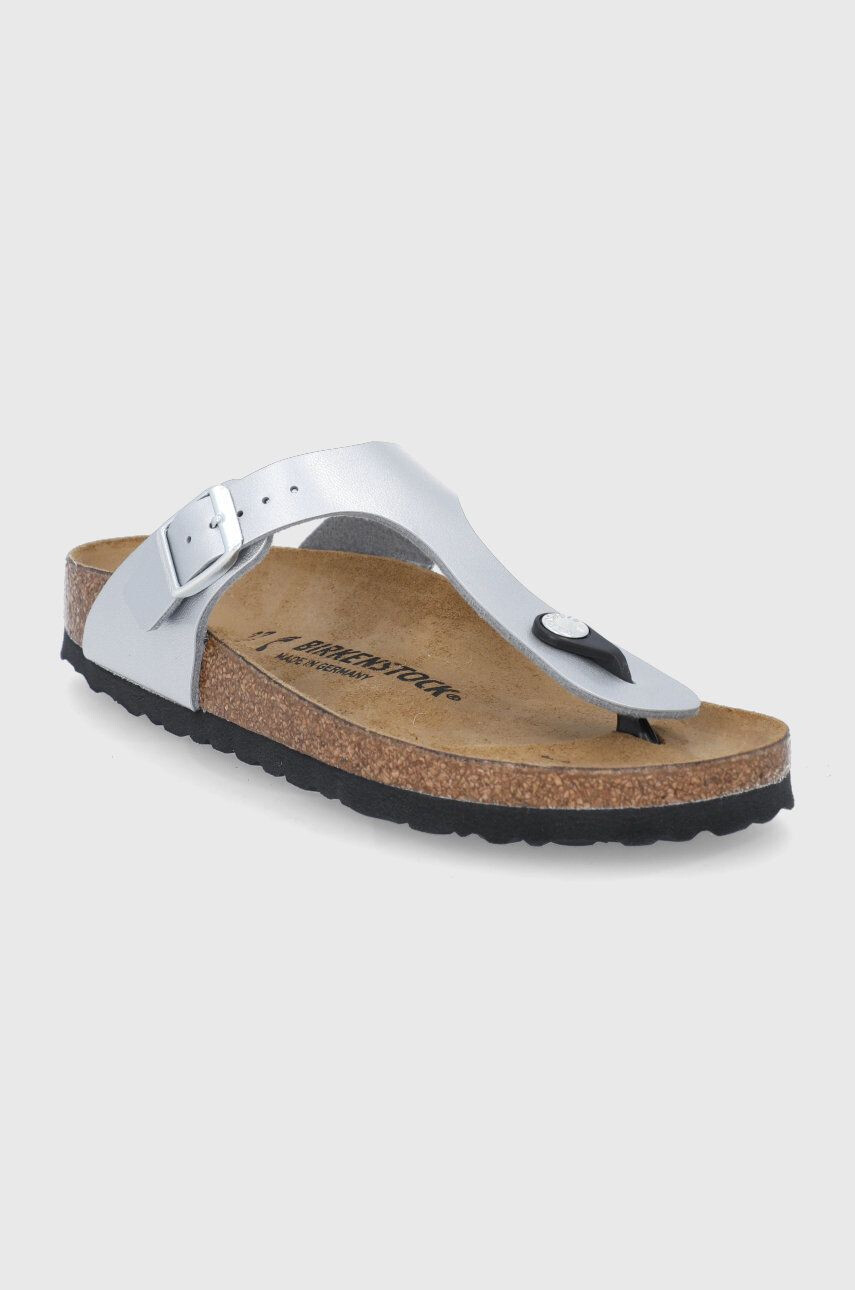 Birkenstock Джапанки Gizeh дамски в сребристо с равна подметка - Pepit.bg