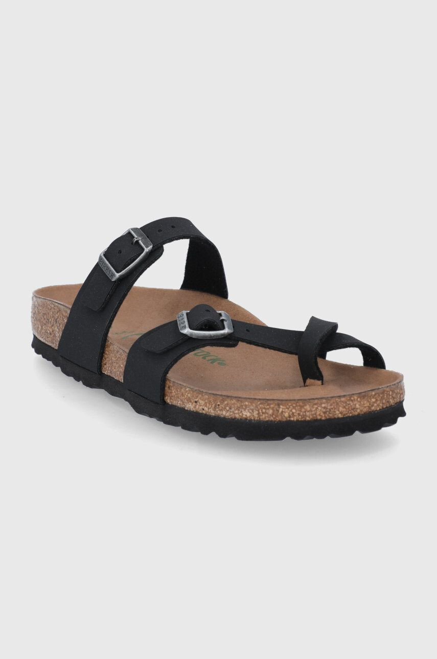 Birkenstock Джапанки Mayari дамски в черно с равна подметка - Pepit.bg