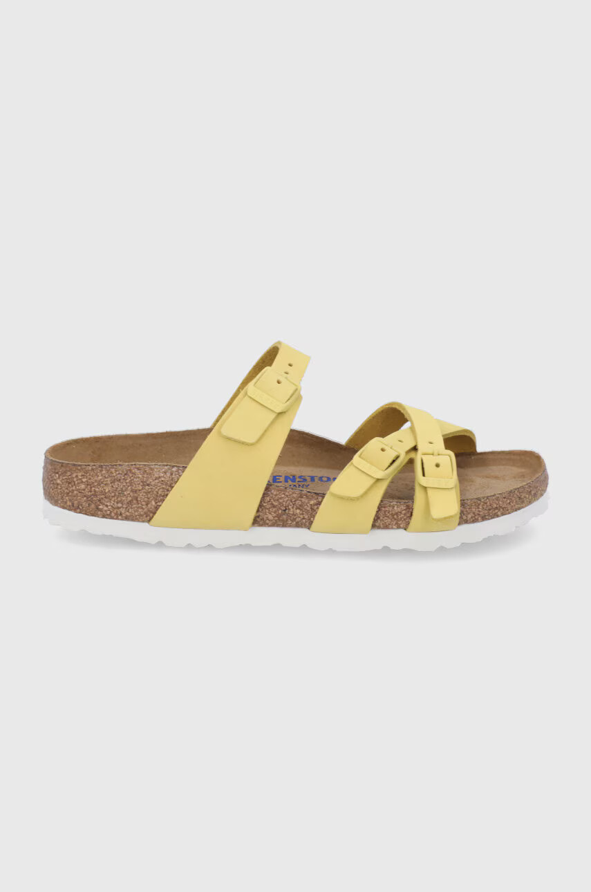 Birkenstock Кожени чехли Franca дамски в жълто - Pepit.bg