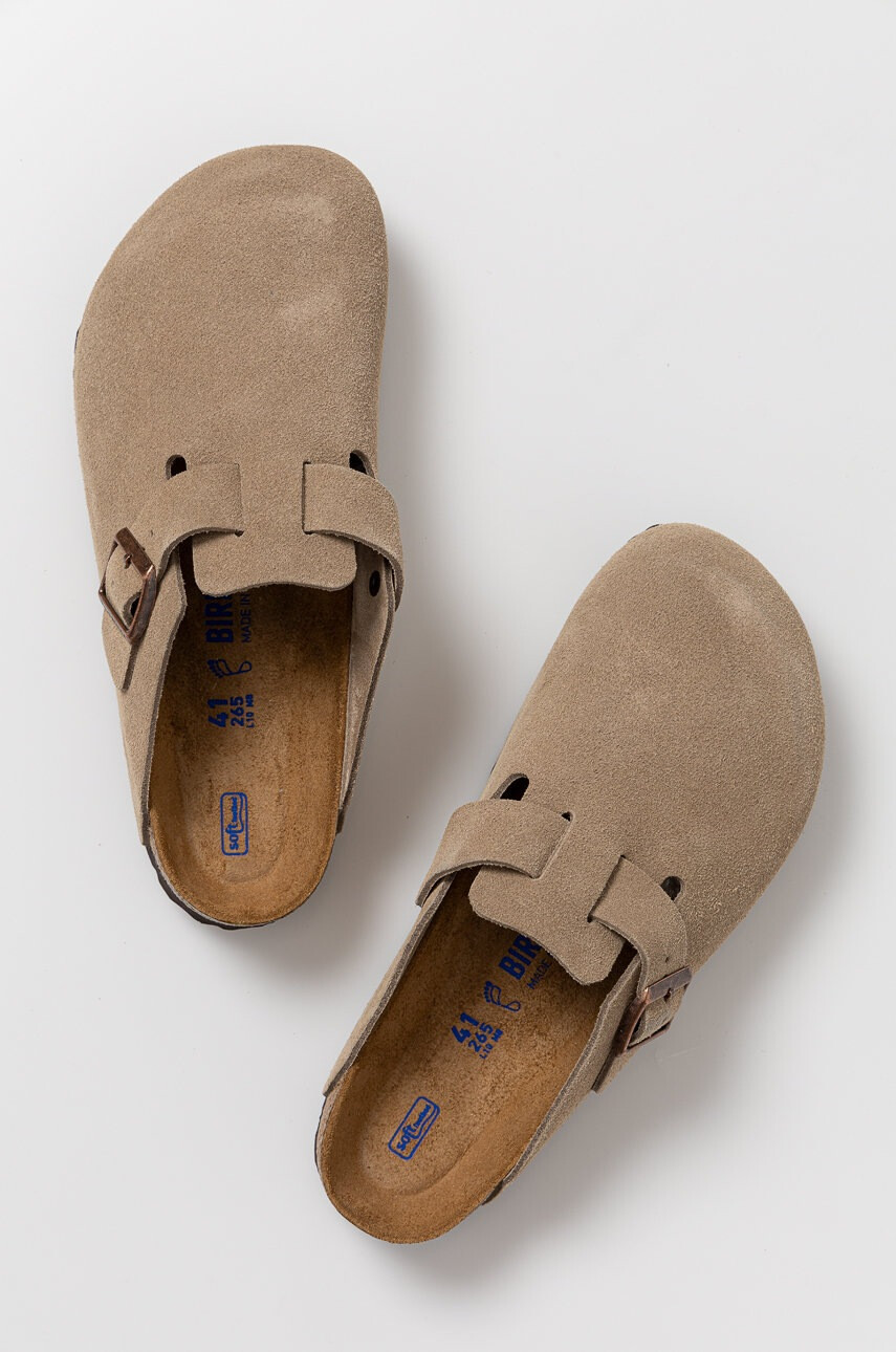 Birkenstock Кожени чехли мъжки в бежово - Pepit.bg