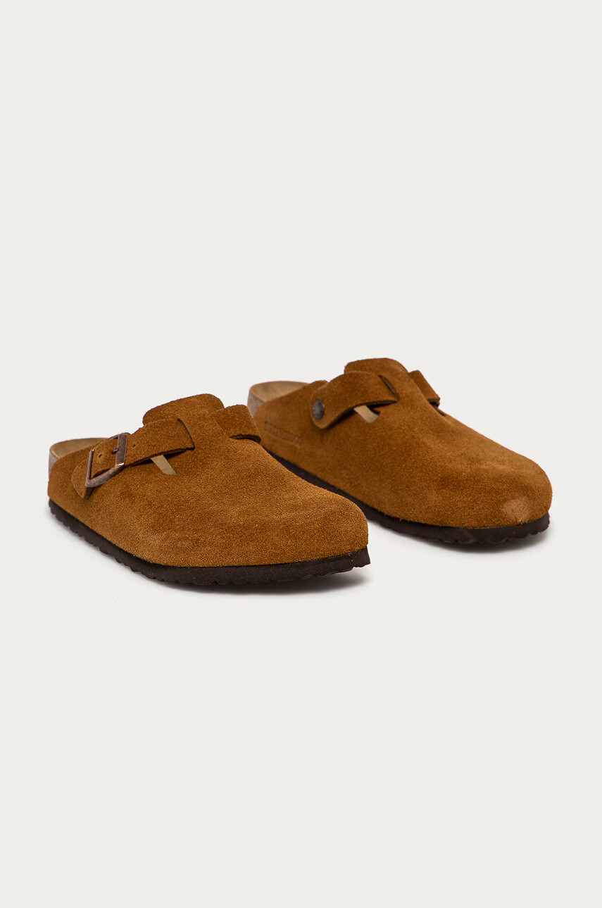 Birkenstock Кожени чехли мъжки в кафяво - Pepit.bg