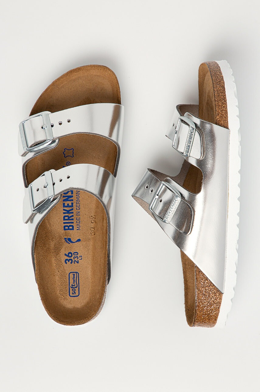 Birkenstock Кожени чехли Arizona SFB в сребристо 1005961 - Pepit.bg