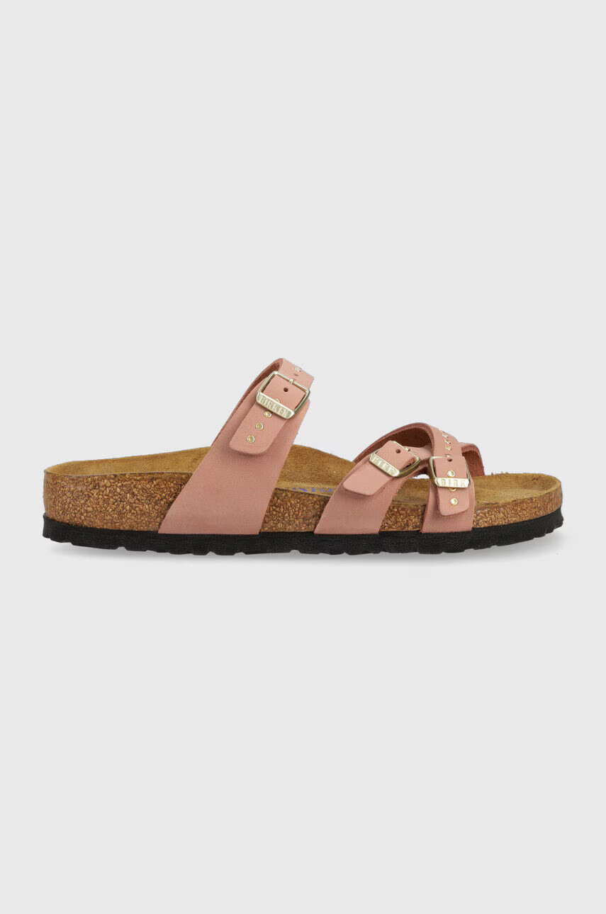 Birkenstock Кожени чехли Franca Injected Rivets SFB в розово 1024261 - Pepit.bg